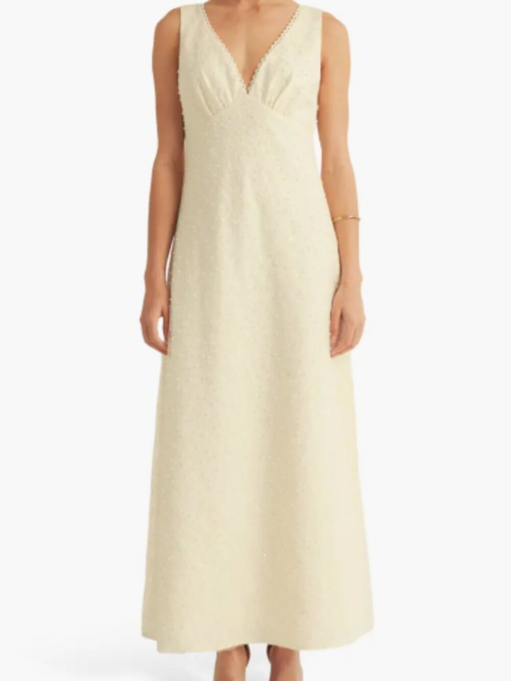 Embellished Beaded Sleeveless Maxi Dress Cream – NWT Formal Evening Gown – Large